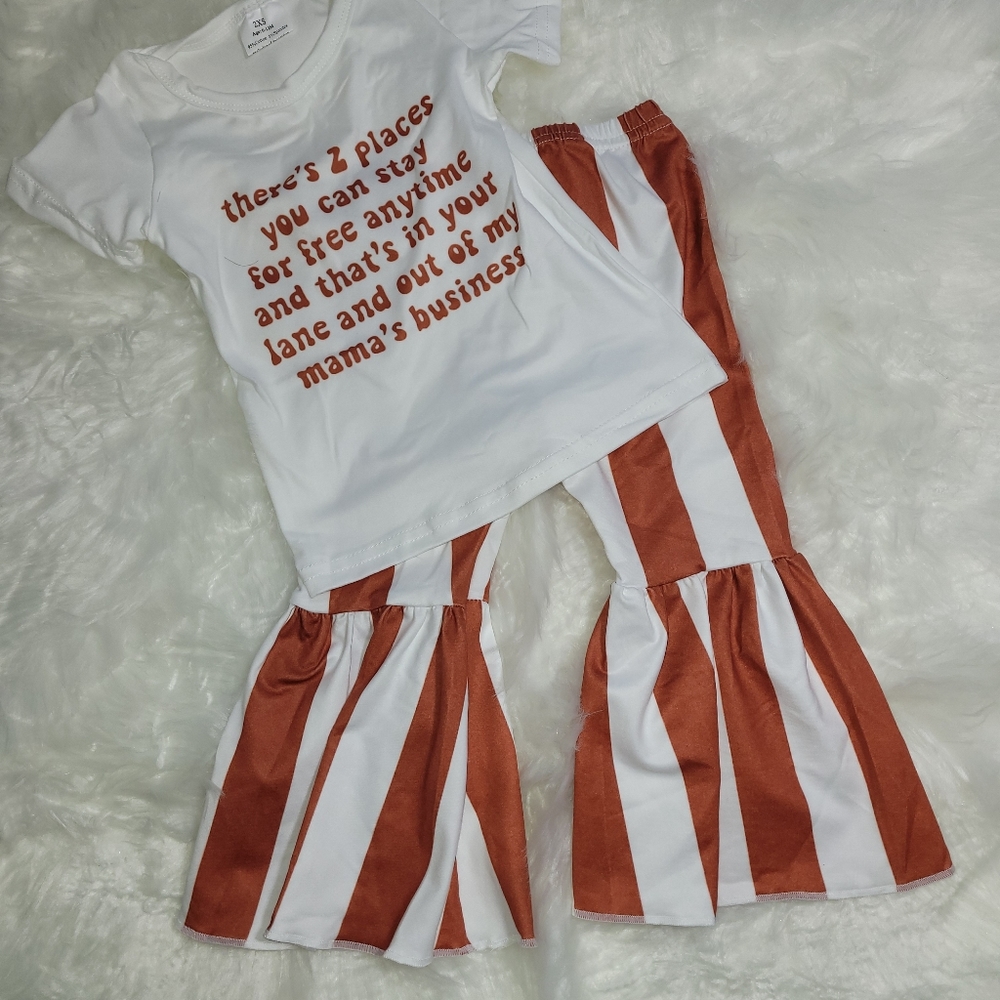 Mama's Business White Shirt Brown Stripe Pants outfit